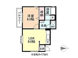 ハピネスA 1LDKの間取図画像