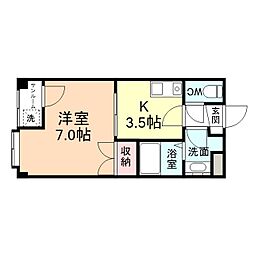 グランデ大山 1Kの間取図画像