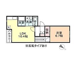 クレスタ金泉寺 1LDKの間取図画像