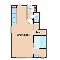 富山市新庄町アパート ワンルームの間取図画像