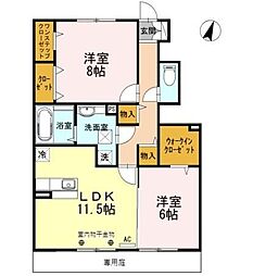 アクアグレイス 2LDKの間取図画像