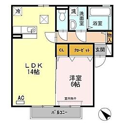 スカイコート大村2 1LDKの間取図画像