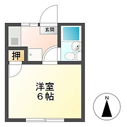 ハイツ林 1Kの間取図画像