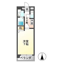 プレジデント21 1Kの間取図画像