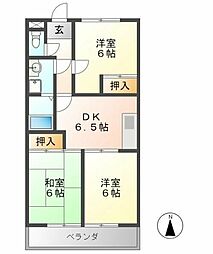 レジデンス旭 3DKの間取図画像