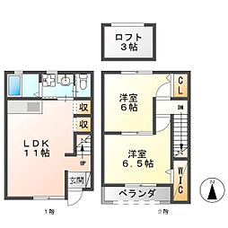 ボヌール開発 2LDKの間取図画像