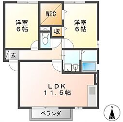 ティアラ1 2LDKの間取図画像