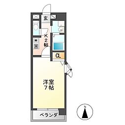 プレジデント21 1Kの間取図画像