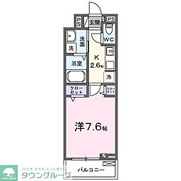 サンライズ大和 1Kの間取図画像