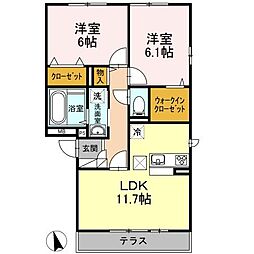 ManoirBlanc 2LDKの間取図画像