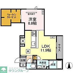 シャーメゾン大和東レジデンス 1LDKの間取図画像