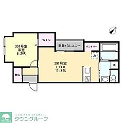 藤沢市花の木アパート 1LDKの間取図画像
