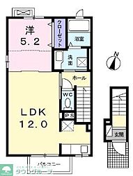 グランベルデB 1LDKの間取図画像