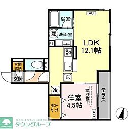 ブルマーレ湘南台 1LDKの間取図画像