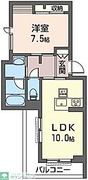 コンフォーザ湘南台 1LDKの間取図画像