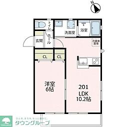 サウザンクレイン 1LDKの間取図画像