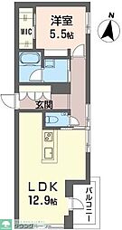 ルナマーレ鎌倉 1LDKの間取図画像