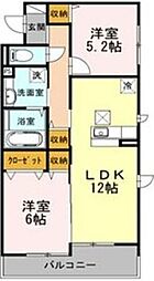 トロアモリール 2LDKの間取図画像