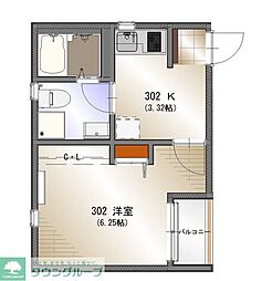 藤沢市湘南台1丁目アパート 1Kの間取図画像
