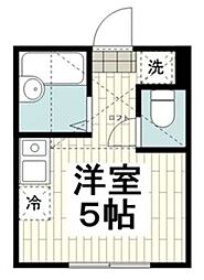 プライムテラス南林間III 2階ワンルームの間取り