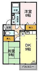 セジュールMEきりた 2DKの間取図画像