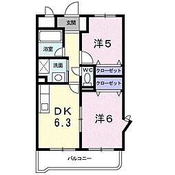 カーサヴェルデ 2DKの間取図画像