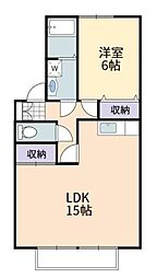 リヴェールA 1LDKの間取図画像