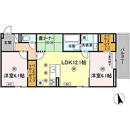 新築パールドブルム 2LDKの間取図画像