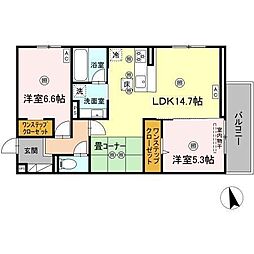 新築パールドブルム 2LDKの間取図画像