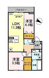 東広島市八本松飯田6丁目アパート 2LDKの間取図画像