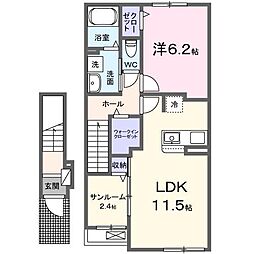 パストラーレ E 1LDKの間取図画像