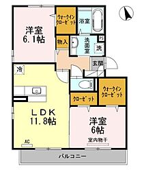 リヴェールF 2LDKの間取図画像