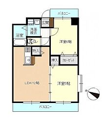 スカイクレスト西条 2LDKの間取図画像