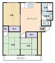 上手ハイツ1 3DKの間取図画像
