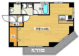 広島電鉄2系統 稲荷町駅 徒歩3分の賃貸マンション 2階ワンルームの間取り