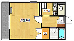 広島電鉄2系統 西観音町駅 徒歩10分の賃貸マンション 5階1Kの間取り