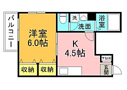 広島電鉄2系統 十日市町駅 徒歩4分の賃貸マンション 3階1DKの間取り