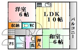 広島高速交通アストラムライン 西原駅 徒歩9分の賃貸マンション 7階2LDKの間取り