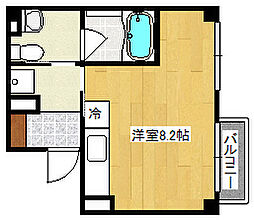 広島電鉄1系統 県病院前駅 徒歩19分の賃貸マンション 3階ワンルームの間取り