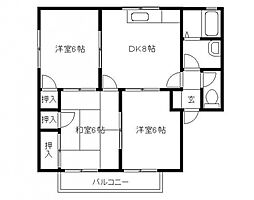 広島高速交通アストラムライン 高取駅 徒歩6分の賃貸アパート 2階3DKの間取り