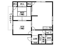 JR可部線 梅林駅 徒歩4分の賃貸アパート 2階2LDKの間取り