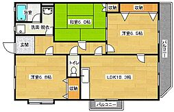広島高速交通アストラムライン 上安駅 徒歩5分の賃貸マンション 3階3LDKの間取り