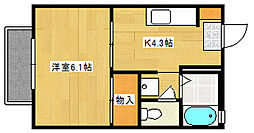 広島高速交通アストラムライン 西原駅 徒歩2分の賃貸アパート 1階1Kの間取り