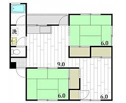 JR芸備線 戸坂駅 徒歩6分の賃貸マンション 2階3LDKの間取り