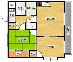 広島高速交通アストラムライン 西原駅 徒歩9分の賃貸マンション 1階2LDKの間取り