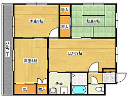 JR呉線 向洋駅 徒歩19分の賃貸マンション 2階3LDKの間取り