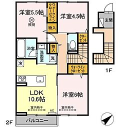 広島高速交通アストラムライン 大塚駅 徒歩13分の賃貸アパート 2階3LDKの間取り