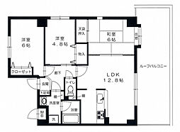 JR可部線 七軒茶屋駅 徒歩9分の賃貸マンション 3階3LDKの間取り