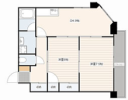 広島電鉄1系統 鷹野橋駅 徒歩5分の賃貸マンション 2階2DKの間取り