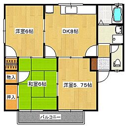 広島高速交通アストラムライン 伴中央駅 徒歩1分の賃貸アパート 2階3DKの間取り